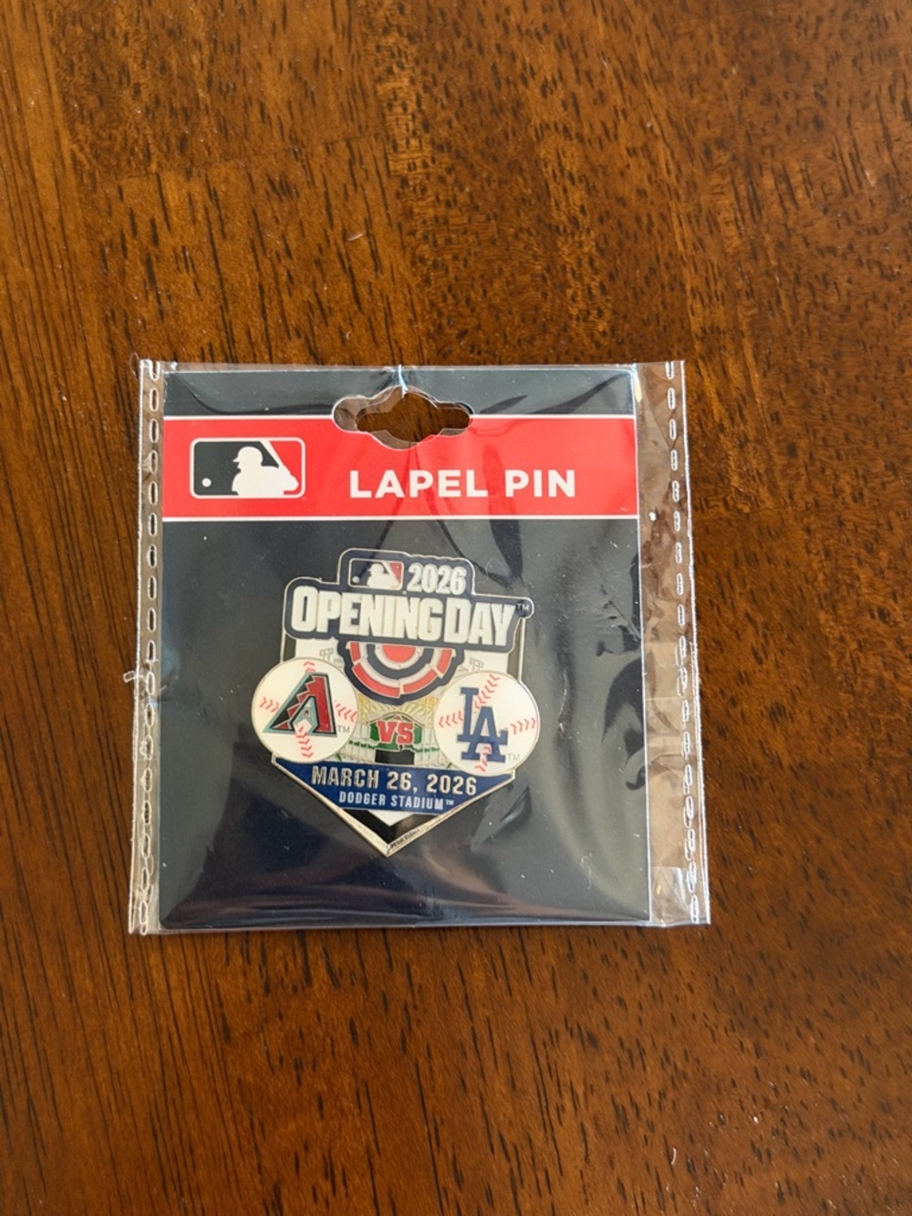 MLB 2026 Opening Day Lapel Pin - Arizona vs LA Dodgers - Red, White, Blue - Picture 1 of 1